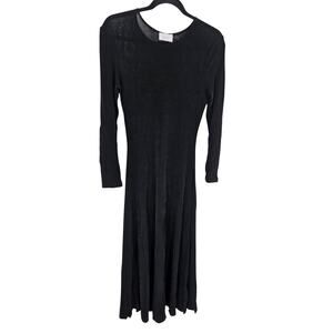 Vivyd Women's Long Sleeve Black Round Neck Acetate Maxi Dress Size M